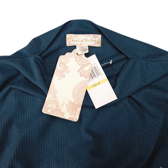 NWT B.O.G. Band of the Free Avril Mock Neck Tie Back Crop Top Sz. M [8-10] Teal - Picture 7 of 10